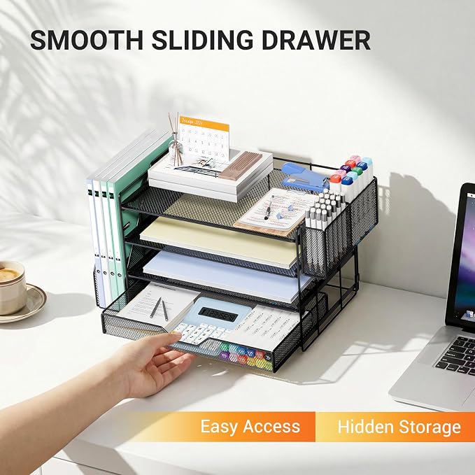OPNICE Desk Organizers and Accessories, 4-Tier Workspace Desktop File Organizer - Image 5