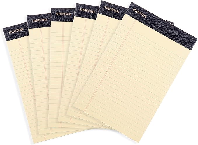 Mintra Office Legal Pads - ((PREMIUM CANARY 6pk, 5in x 8in, NARROW RULED))-DeskLoop Office