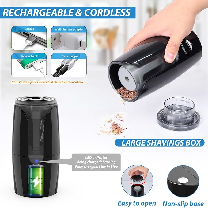 AFMAT Rechargeable Long Point Pencil Sharpener - Image 6