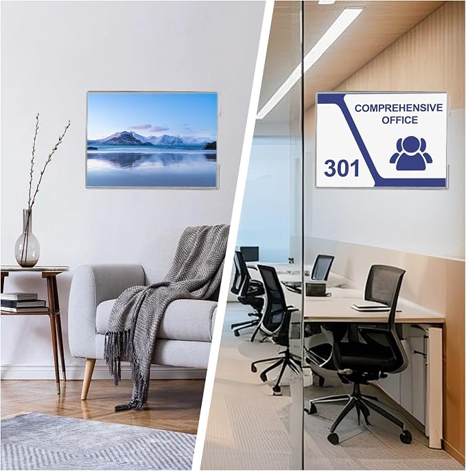6 Pcs Acrylic Sign Holder 11 x 8.5, Horizontal Wall Mount Sign Holders - Image 6