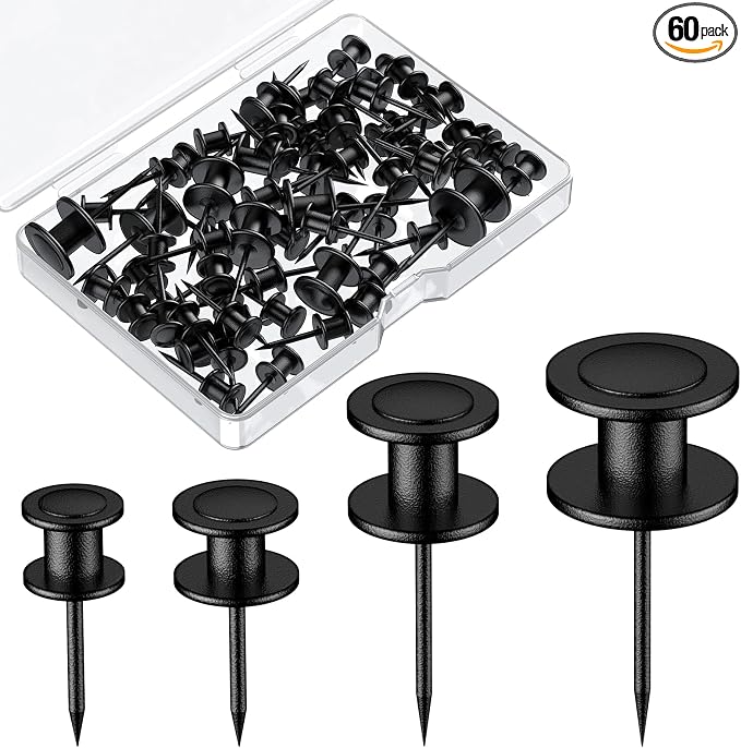 Uniclife 60 Pcs Thumb Tacks, Double Headed Picture Hangers, 4 Size Push Pins by UnicLife