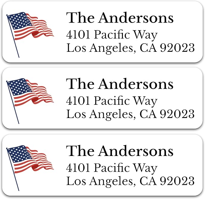 Personalized Patriotic Return Address Labels, Self-Adhesive Address Stickers on by BunnyBadges