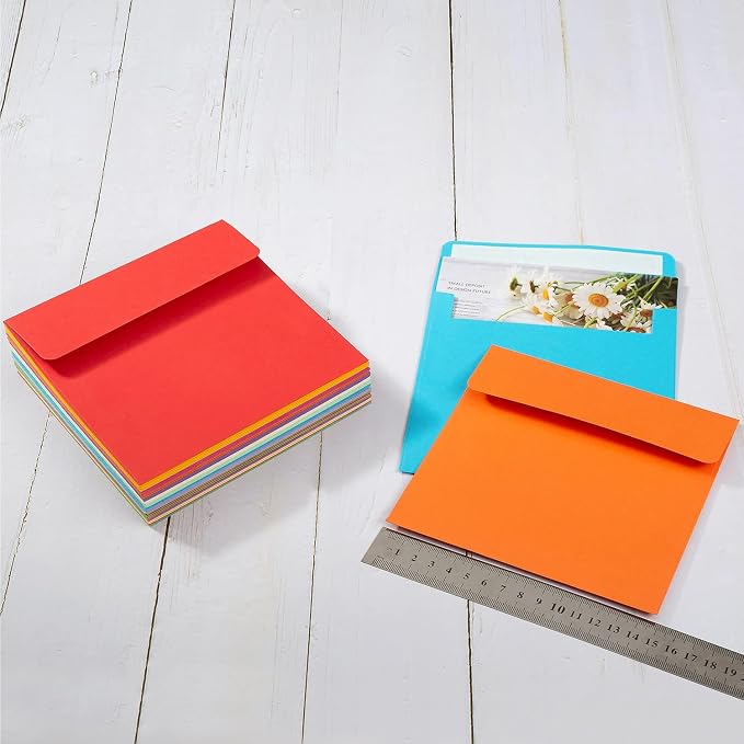 50 Pack 6 x 6 Square Envelopes Self Seal, Colorful | - Image 4