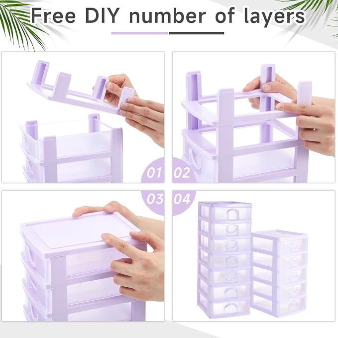 Thyle 2 Pcs Plastic Drawers Organizer Mini Organizer Stackable Plastic Clear - Image 5