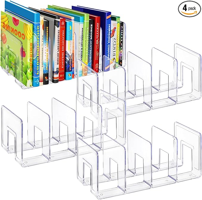 Lawei 4 Pack Acrylic File Sorter, 4-Section Clear Desktop File Folder Holder by ENJOYEVERYMOMENT