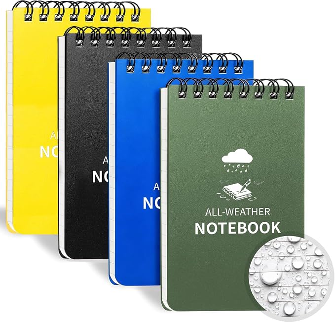 Waterproof Notebook, 4 Pack Pocket Notepad, All Weather Police Pocket Notebook by Unknown