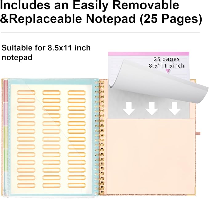 EYROZILL Clipboard Folio with Refillable Lined Notepad - Image 3