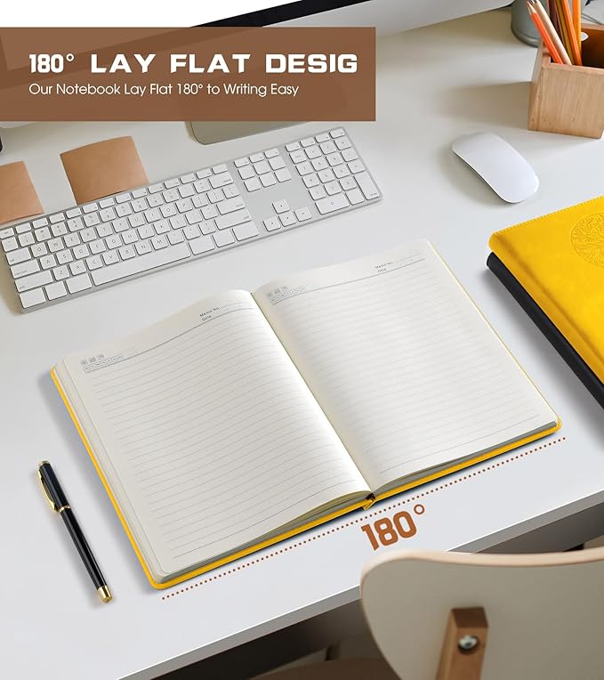 Lined Journal Notebook for Women Men,256 Pages B5 Large Hardcover Leather Journals for Writing,Travel,Business,Work,School,College Ruled Notebooks for Note Taking,Diary Notepad 7.8"×10.2"-DeskLoop Office