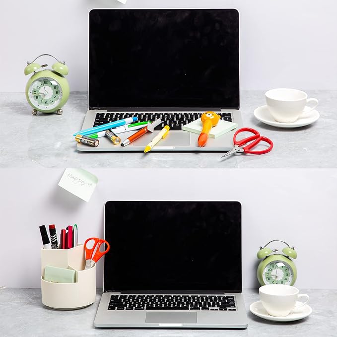 Desk Pencil Pen Holder, 3 Slots 360-Degree Spinning Organizers, Desktop Storage - Image 4