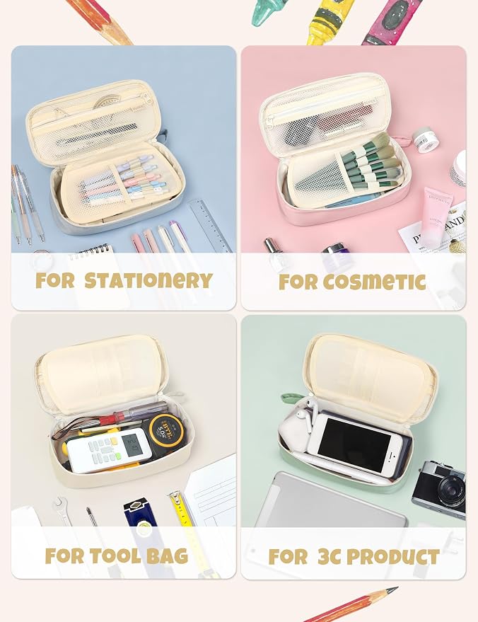 SUNEE Cute Pencil Case, Aesthetic Pen Pouch, Colored Large Pencil Bag - Image 7