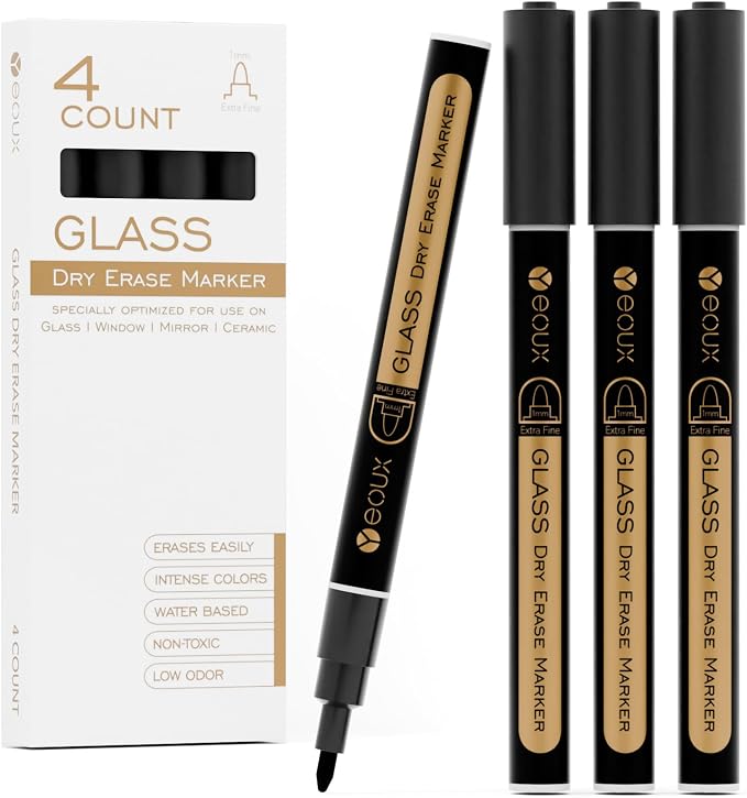 YEOUX Dry Erase Markers for Glass Board | No Residue | Whiteboard Markers | 1mm by Yeoux