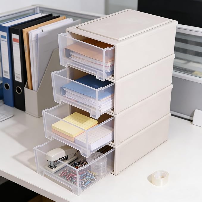 Buyitt 12 Quart Desktop Drawer Storage Unit, Plastic Stackable Storage Drawer - Image 6