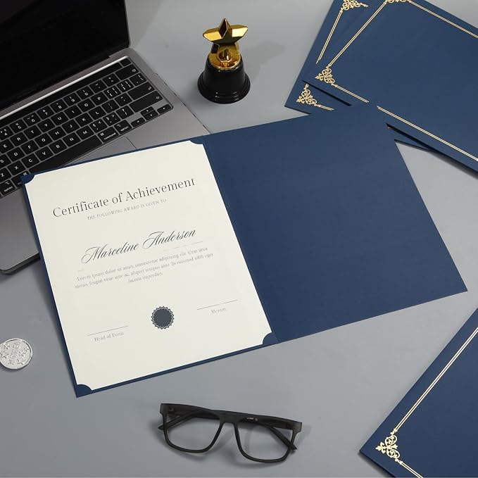 100 Count Certificate Holder, Diploma Covers Gold Foil Border, - Image 2