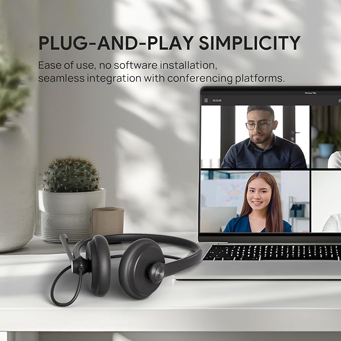 Yealink UH34 Wired Headset, Single Ear USB Headset with Noise Cancelling Mic, Teams Certified, Mono Headset for PC Laptop VoIP Phone, All Day Comfort Design, Mute Button, Busylight-DeskLoop Office