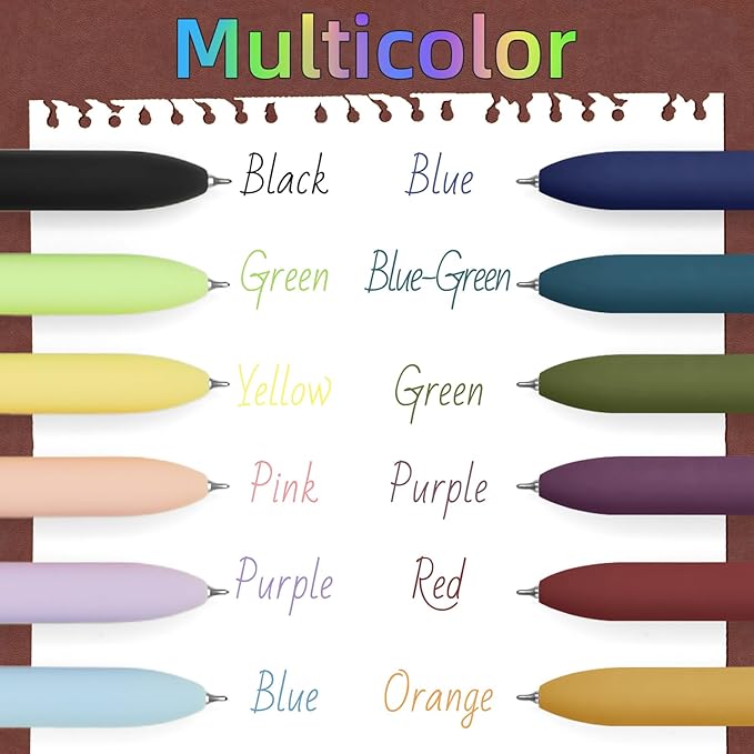 Colored Pens, 12 Pcs Colorful Pens Fine Point Smooth Writing Pen, 0.5mm Colored Ink Gel Pen for Journaling Note Taking, School Supplies Gifts for Women (12 Pcs Gold Vibrant and Vintage)-DeskLoop Office