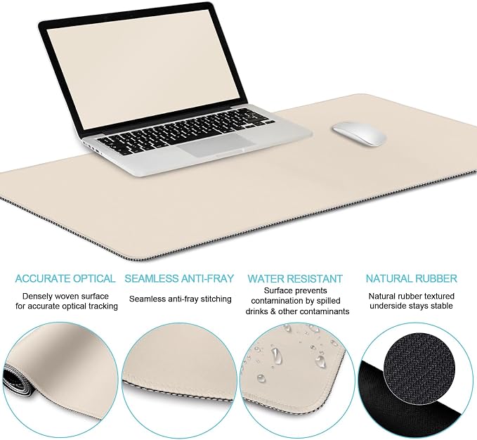 LIMKRIAN Beige Mouse Pad Set, Complete XXL Desk Mat - Image 4