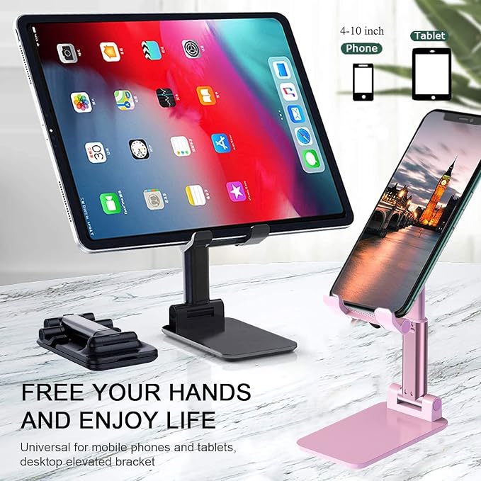 Meetuo 2 Pcs Cell Phone Stand for Desk, Adjustable & Foldable Phone Holder | - Image 2