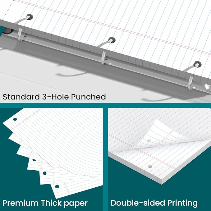 Legal Pads 8.5x11, 50 Sheets/Pack, 3-Hole Punch & Perforated Writing Pads - Image 5
