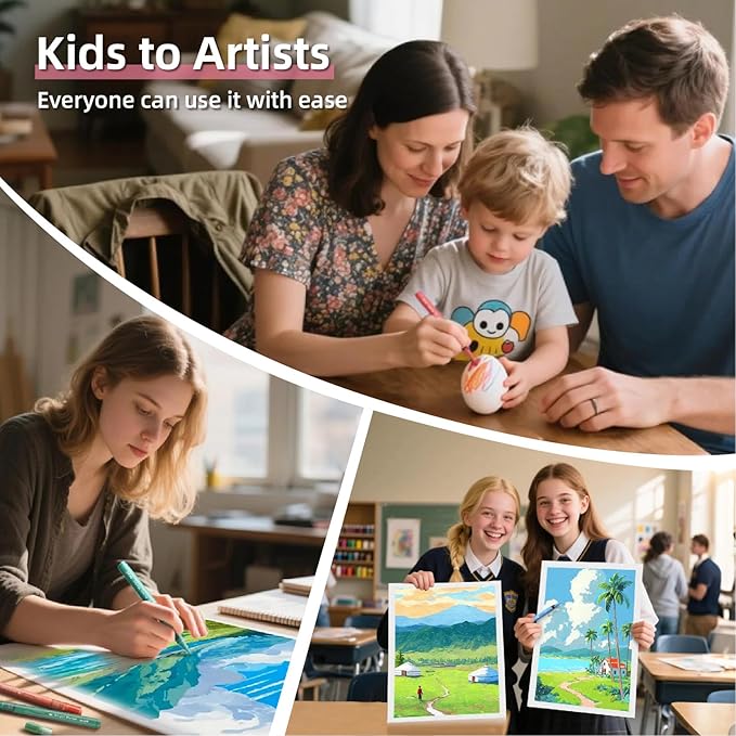 WUO 36 Colors Acrylic Paint Markers (2 Metallic), Automatic Ink Control Brush Tip for Multi-Surface Acrylic Paint Pens for Rock Painting, Wood, Canvas, Glass, DIY Art-DeskLoop Office