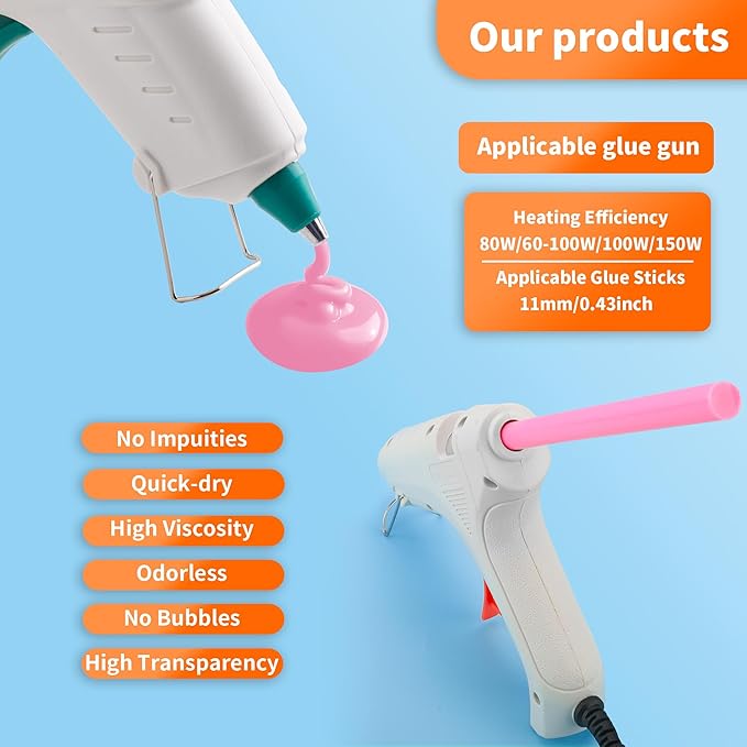 MATUFF Pink hot Glue Sticks Full Size 0.43” Dia x 8” Long, 52 pcs Hot melt Adhesive Glue Sticks, All-Purpose Colored Glue Gun Sticks for Christmas Decoration Crafts Arts School Home Repair Bonding-DeskLoop Office