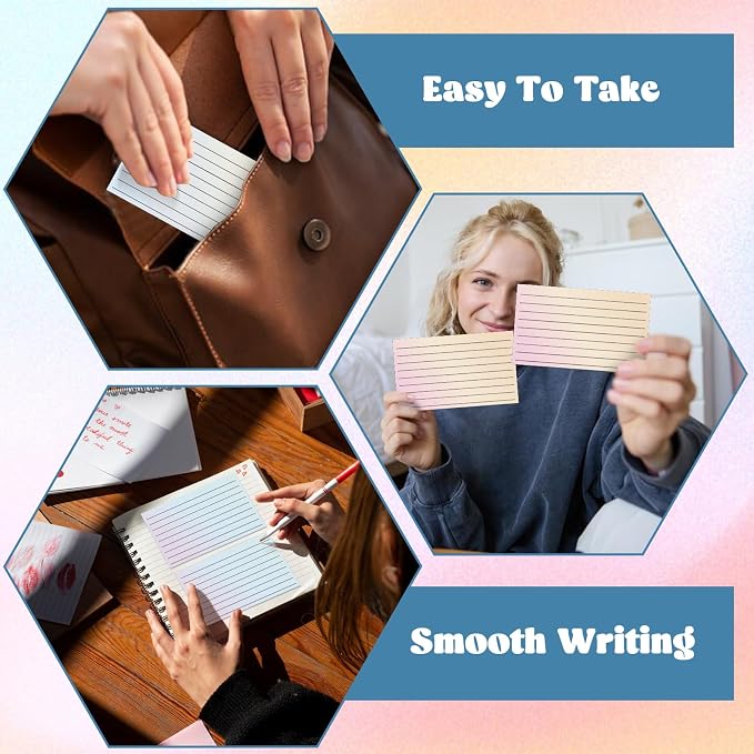 100 Pack Ruled Index Cards 3x5 Gradient Colored Index Cards Heavy Weight Note - Image 4