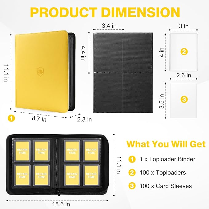Toploader Binder, Holds 160 Toploaders, 100 Toploaders INCLUDED, 4-Pocket PU - Image 2