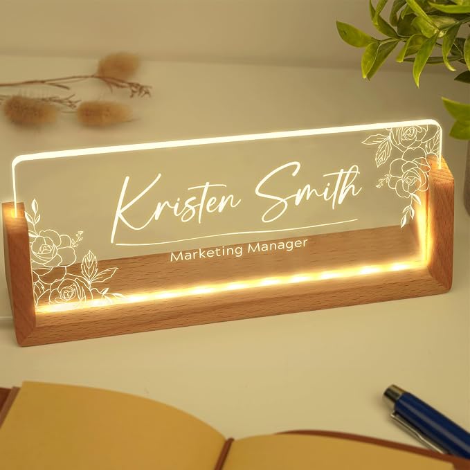 Custom Name Plate for Desk, Personalized Light Up Acrylic Desk Name Plate - Image 7