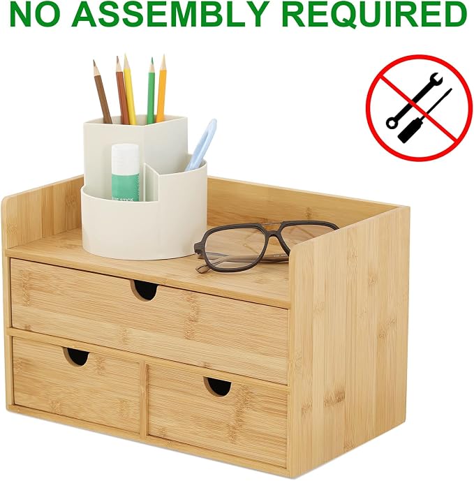 Wisuce Bamboo Desk Drawer Organizer, Desktop Organizer - Image 4