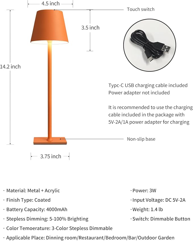 KDG 2 Pack Cordless Table Lamp, Portable LED Desk Lamp, 4000mAh Battery Operated - Image 5