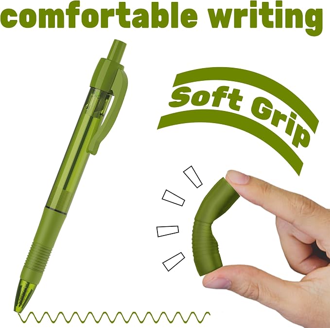 deegtran Pens Bulk, 30 Pack No Bleed Sage Green Ink Click Pens - Image 4
