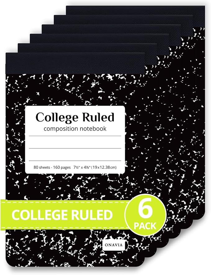 ONAVIA Mini Composition Notebooks, College Ruled, 160 Pages, 6 Pack, 80 ct by ONAVIA