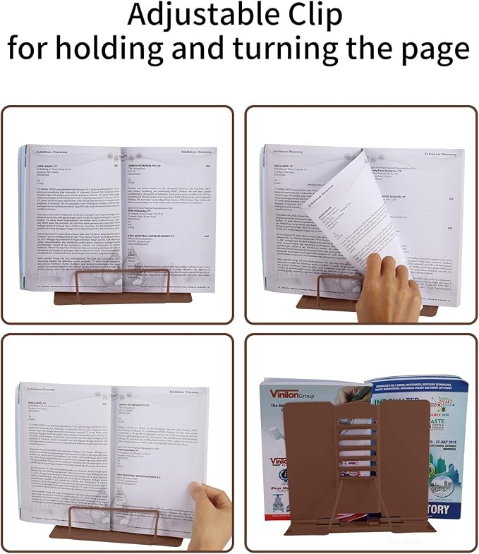 MSDADA Desk Book Stand Metal Reading Rest Book Holder Adjustable Cookbook - Image 4