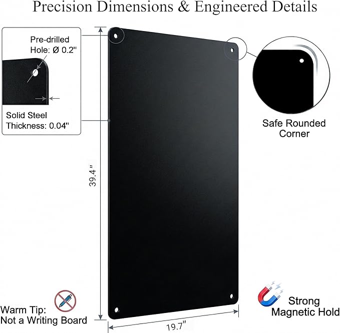Magnetic Board for Wall 39.4" x 19.7" : Extra Large Black Display Board for - Image 6