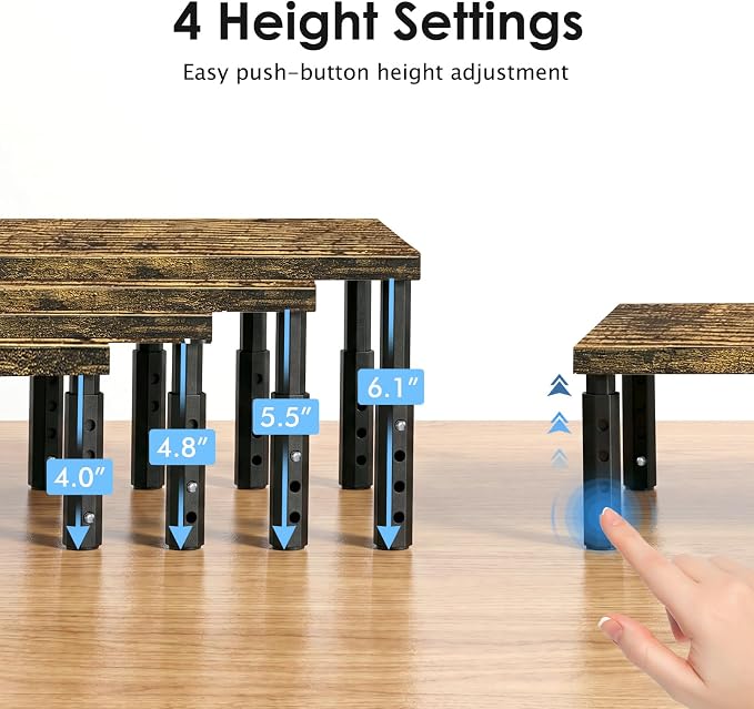 ECOLOVI Adjustable Wood Computer Monitor Stand Riser - Image 2