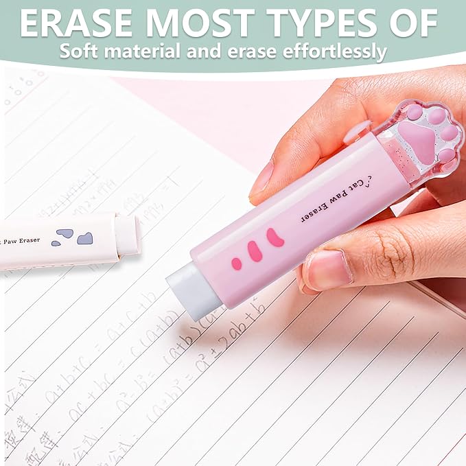 Daphilly Retractable Eraser for Pencils Cute Cat Erasers Pink Kawaii Erasers - Image 6