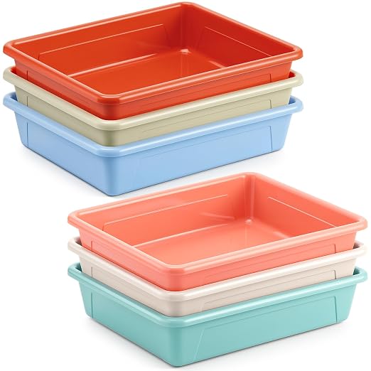 Affrolling 6 Pack Letter Size Flat Storage Tray, Stackable Plastic Organizer by Affrolling