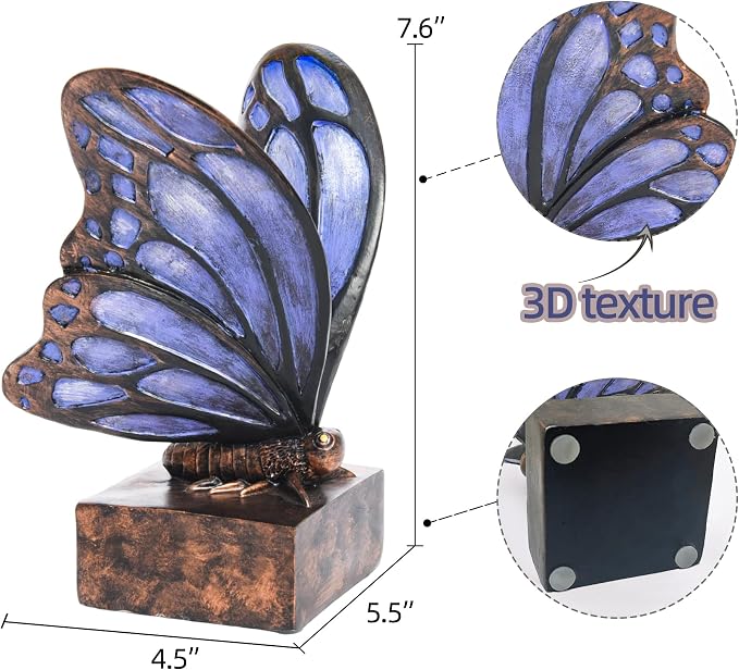 Vintage Purple Butterfly Bookends, Resin Book Ends - Image 3