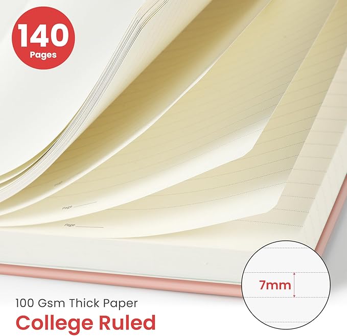 Taja Lined Spiral Journal Notebook for Work, 6 Pack, 140 Pages, College Ruled Hardcover Notebook Journal for Women, 6 Pcs, Journals for Writing, A5(6"x8") - Pink-DeskLoop Office