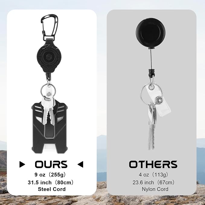 2 Set Retractable Badge Holders Heavy Duty Carabiner Badge Reel Retractable - Image 3