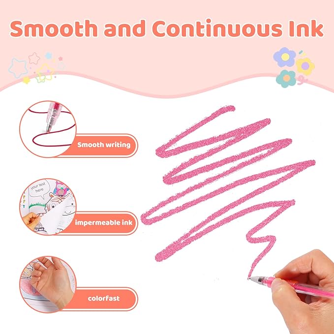 36 Color Glitter Gel Pens, 40% More Ink Colored Gel Markers Fine Point Pens, Aesthetic Cute Preppy Stuff School Supplies, Mothers Day Gift for Mom Kids Artist Adult Coloring Books Cards Craft Drawing-DeskLoop Office