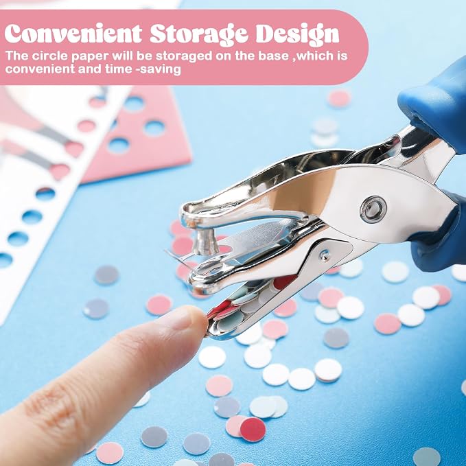 Chumia 12 Pieces Single Hole Punch Handheld 1/4 Inch Hole Paper Punch - Image 5