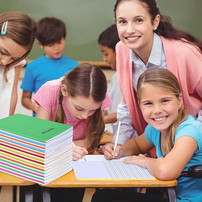 Henoyso 24 Pcs 120 Pages Primary Composition Notebooks K-2 9 3/4 x 7 1/2 Inch Journals Primary Journals Blank Books for Kids to Write Stories Kindergarten (Colorful)-DeskLoop Office