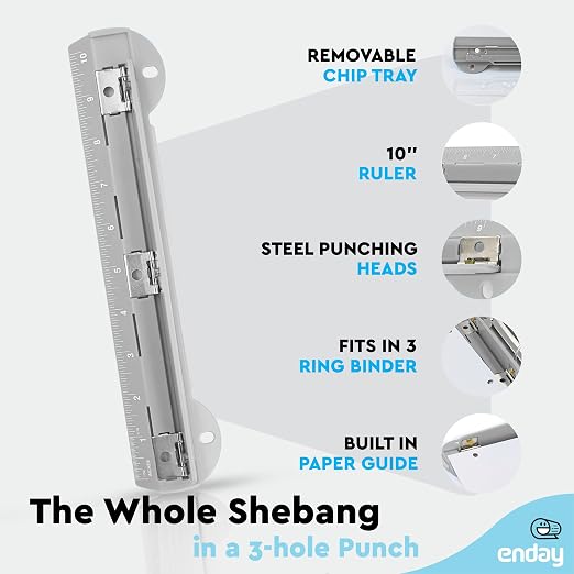 3 Hole Punch Grey, Portable Hole Puncher - Image 3