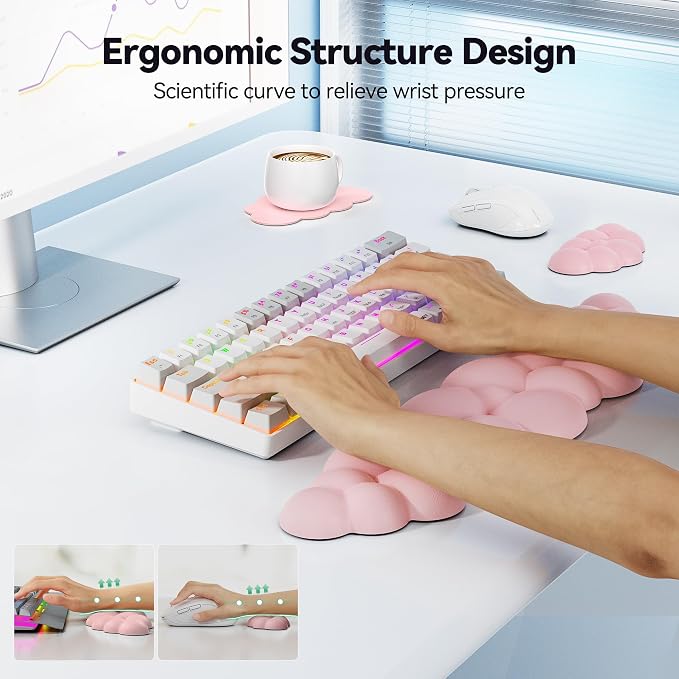 TECKNET Cloud Keyboard Wrist Rest Set, Cloud Wrist Rest - Image 3