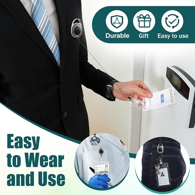 Honoson 50 Pcs Heavy Duty Retractable Badge Reels Batch ID Badge Holder - Image 4