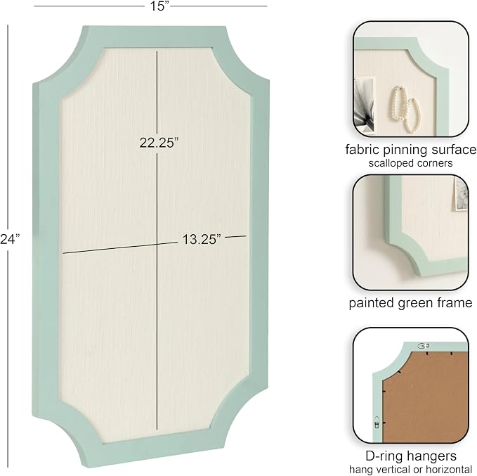 Kate and Laurel Holbrook Modern Framed Scallop Fabric Pinboard, 15 x 24 - Image 2