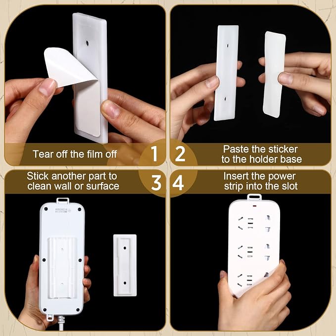 Yinkin 6 Pcs Power Strip Holder Self Adhesive Power Strip Wall Mounted - Image 4
