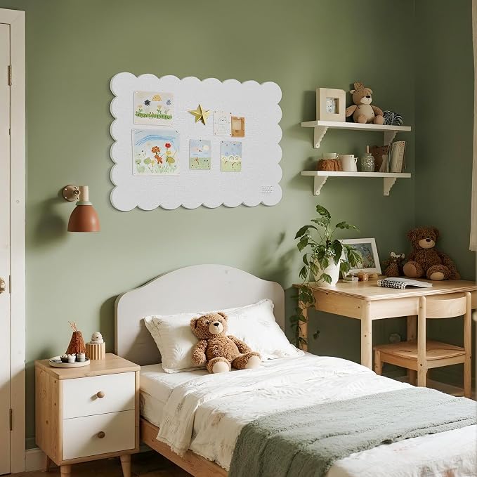 Lightomorrow Scalloped Bulletin Board, 36 x 24 Inches Felt Pin Board - Image 3