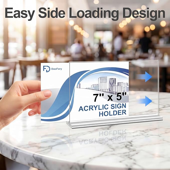Daofary Acrylic Sign Holder 5 x 7 Horizontal, 24 Pack Double-Sided Stand up - Image 4