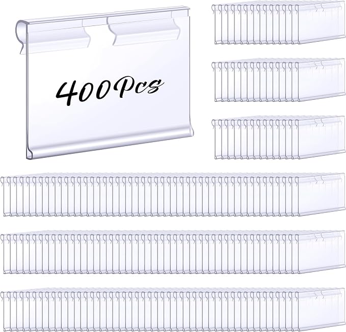 Tatuo 400 Pcs Reusable Plastic Wire Shelf Label Holders, Price Card Sign by Tatuo